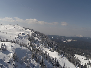 Image showing sunny winter day with fresh snow in ski resort