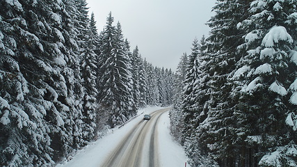 Image showing country road in winter season with fresh snow