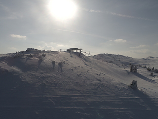 Image showing sunny winter day with fresh snow in ski resort