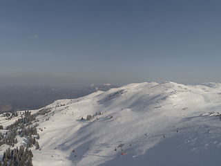 Image showing sunny winter day with fresh snow in ski resort