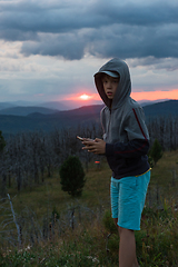 Image showing Boy at the evening in Altai