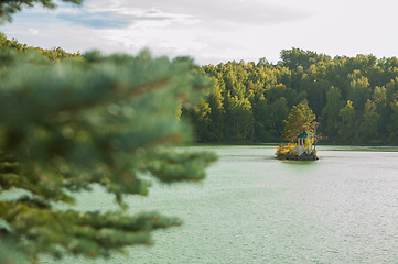 Image showing Summer landscape of lake with crystal and fresh water Aya