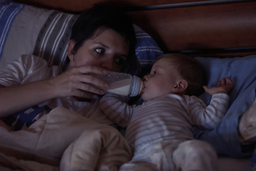 Image showing baby eating milk from bottle