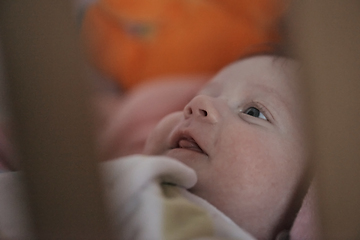 Image showing happy newborn little baby smilling