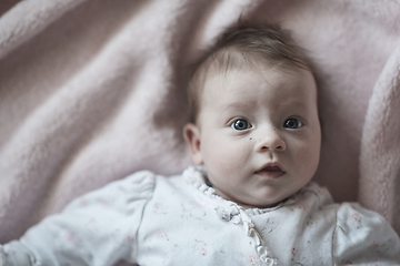 Image showing happy newborn little baby smilling