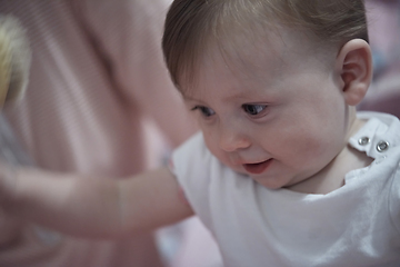 Image showing cute little newborn baby smilling