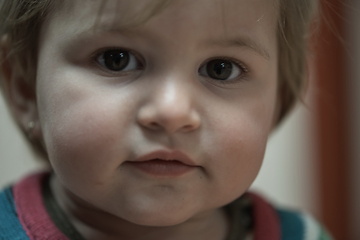 Image showing Closeup portrait of the one year old baby