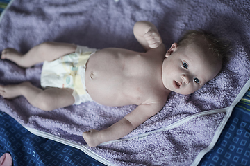 Image showing happy newborn little baby smilling