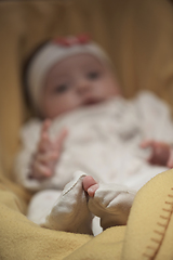 Image showing portrait of happy newborn little baby smilling