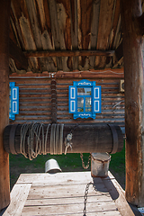 Image showing Wooden retro well in garden