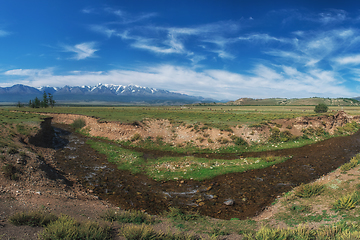 Image showing Panorama of Altai mountains with river