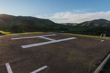 Image showing Helicopter pad on Altai mountains