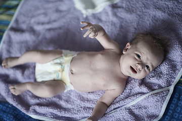 Image showing happy newborn little baby smilling