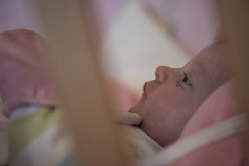 Image showing happy newborn little baby smilling