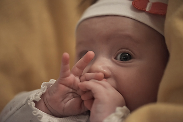 Image showing portrait of happy newborn little baby smilling