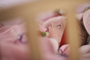 Image showing happy newborn little baby smilling