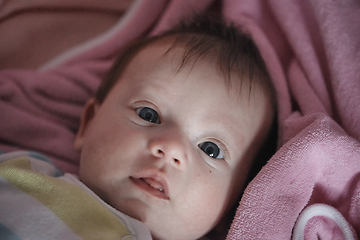 Image showing happy newborn little baby smilling