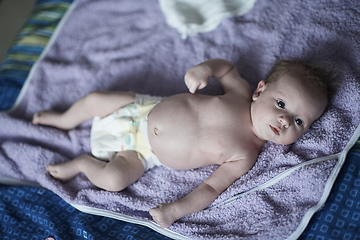 Image showing happy newborn little baby smilling