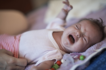 Image showing happy newborn little baby smilling