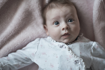 Image showing happy newborn little baby smilling