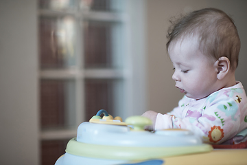 Image showing baby learning to walk in walker