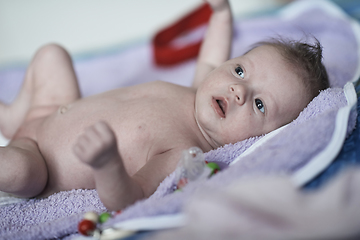 Image showing happy newborn little baby smilling