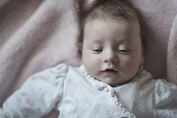 Image showing happy newborn little baby smilling