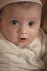 Image showing portrait of happy newborn little baby smilling