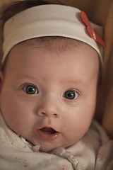 Image showing portrait of happy newborn little baby smilling