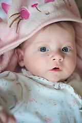 Image showing happy newborn little baby smilling