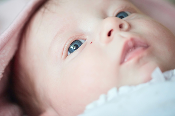 Image showing happy newborn little baby smilling