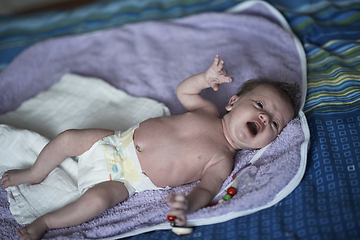 Image showing happy newborn little baby smilling