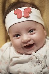 Image showing portrait of happy newborn little baby smilling