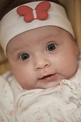 Image showing portrait of happy newborn little baby smilling