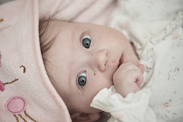 Image showing happy newborn little baby smilling