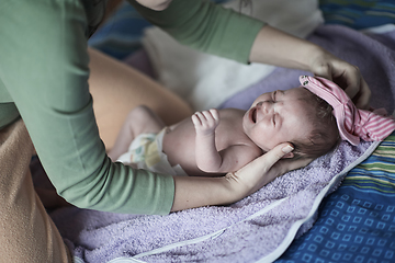 Image showing happy newborn little baby smilling