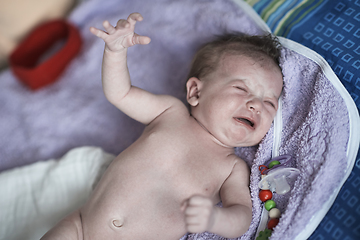 Image showing happy newborn little baby smilling