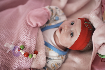 Image showing happy newborn little baby smilling