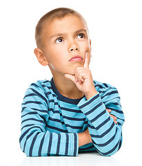 Image showing Portrait of a pensive little boy