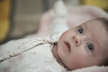 Image showing happy newborn little baby smilling