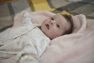 Image showing happy newborn little baby smilling