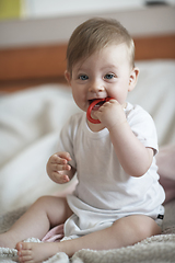 Image showing cute little newborn baby smilling