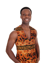 Image showing Handsome African man in a vest without shirt