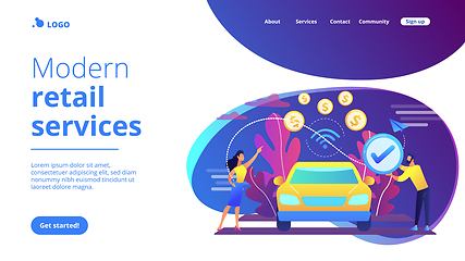 Image showing In vehicle payments concept landing page.