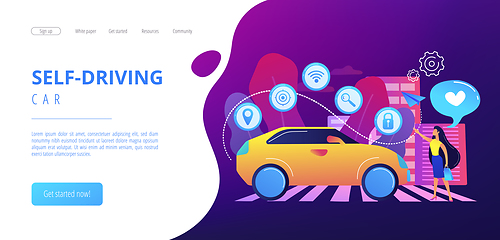 Image showing Autonomous car concept landing page.