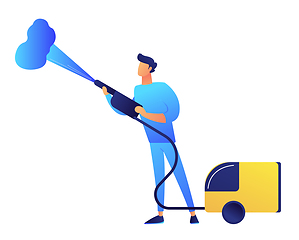 Image showing Cleaner with vapor steam cleaner vector illustration.