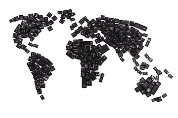 Image showing black keyboard keys as world map