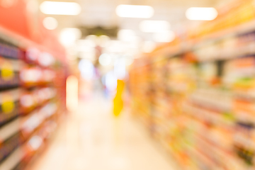 Image showing Supermarket blurred background with bokeh