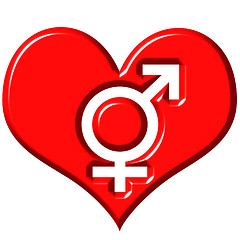 Image showing 3d heart with combined gender signs