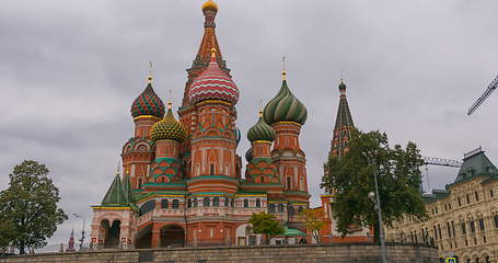 Image showing Saint Basil\'s (Resurrection) Cathedral tops on the Moscow Russia. Red Square.